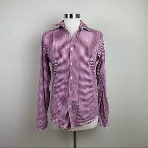 Jeremy Argyle NYC Red Gingham Plaid Button Down Shirt Men Small Cotton